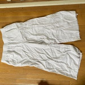 Forever 21 white wide leg linen pants high waisted